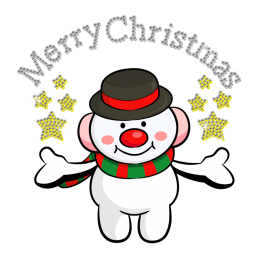 Cute Christmas Snowman Bless Iron on Rhinestone Heat Transfer