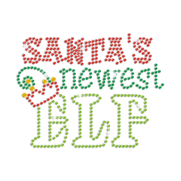 Santa\'s Newest ELF Iron on Rhinestone Transfer