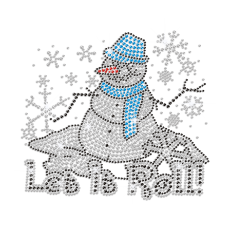 Crystal Cute Snowman Iron on Rhinestone Transfer