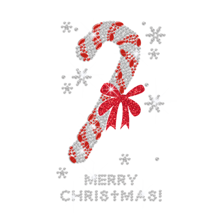 Merry Christmas Sugar Iron on Rhinestone Transfer