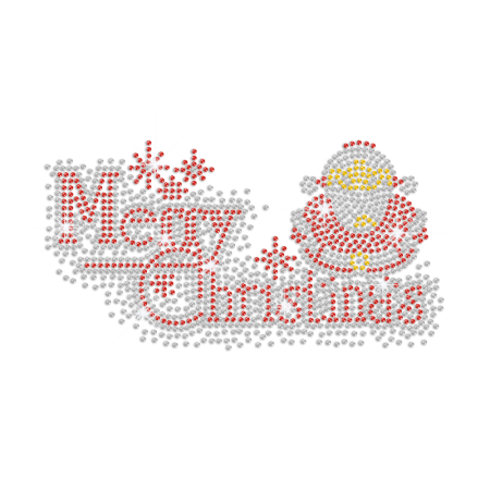 Merry Christmas Santa Claus Iron on Rhinestone Transfer