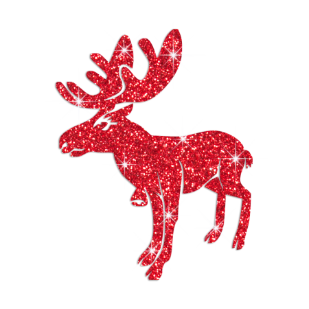 Red Glitter Christmas Reindeer Hotfix Transfer