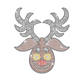 Funny Christmas Reindeer Hot fix Glitter Rhinestone Transfer