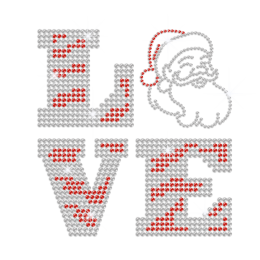 Funny Customized Santa Claus Love Hot fix Rhinestone Transfer