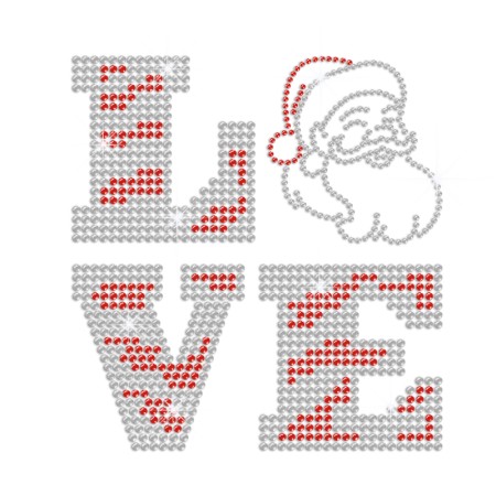 Funny Customized Santa Claus Love Hot fix Rhinestone Transfer