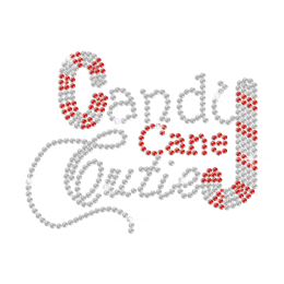 Candy Cane Cutie Iron on Christmas Rhinestone Transfer