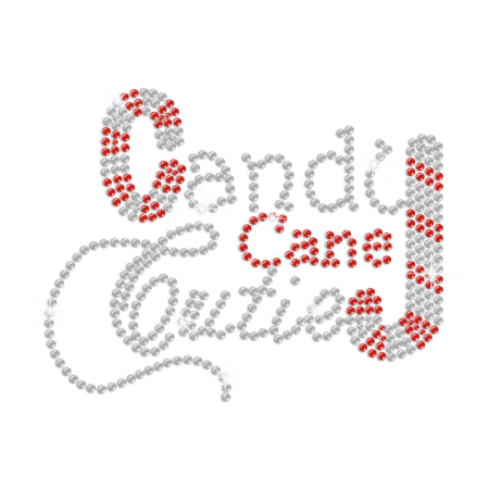 Candy Cane Cutie Iron on Christmas Rhinestone Transfer