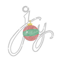 Christmas Ball Ornament & Joy Sign Iron-on Rhinestone Transfer