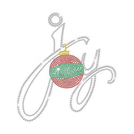 Christmas Ball Ornament & Joy Sign Iron-on Rhinestone Transfer