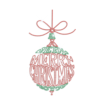 Bling Merry Christmas Ball Iron-on Rhinestone Transfer