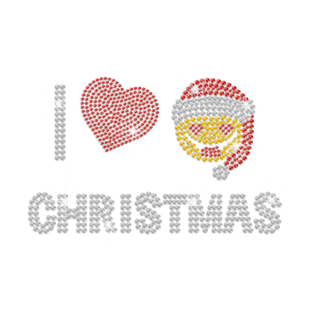 Shining I Love Christmas Hot-fix Rhinestone Transfer