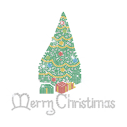 Quality Festive Christmas Tree Hot-fix Rhinestone Transfer Motif