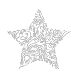 Bling Crystal Floral Star Iron-on Rhinestone Transfer Motif
