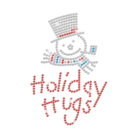 Sparkling Snowman Holiday Hugs Hotfix Rhinestone Transfer