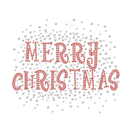 Hot Ruby Merry Christmas Heat Press Rhinestone Transfer