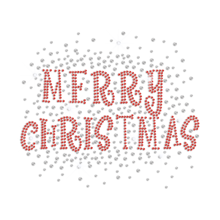 Hot Ruby Merry Christmas Heat Press Rhinestone Transfer