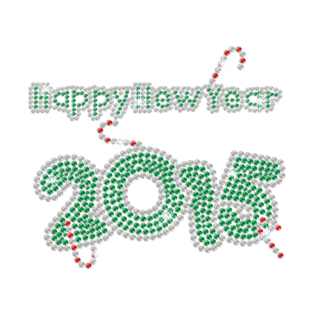 Happy New Year 2015 Iron-on Rhinestone Letter Design