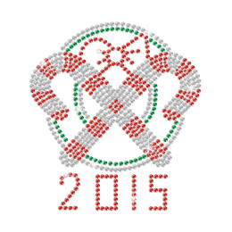 2015 Christmas Sweet Candy Cane Iron-on Rhinestone Transfer