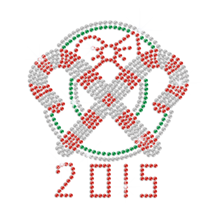 2015 Christmas Sweet Candy Cane Iron-on Rhinestone Transfer