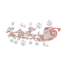 Magic Santa Sleigh Reindeer Iron-on Rhinestone Transfer Motif