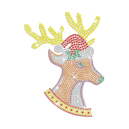 Cute Christmas Reindeer Iron-on Rhinestone Transfer