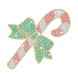 Quality Iron-on Christmas Candy Cane Rhinestone Transfer