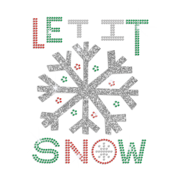 Let It Snow Iron on Rhinestone Glitter Transfer Motif