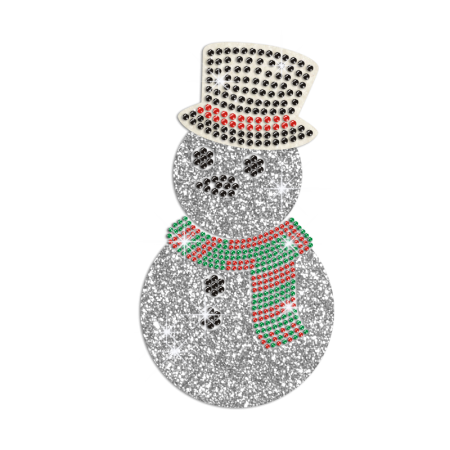 Bling Christmas Snowman Iron on Rhinestone Glitter Transfer