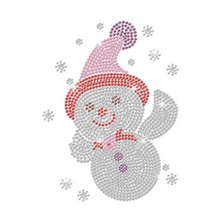 Sparkling Cute Snowman Iron on Rhinestone Transfer