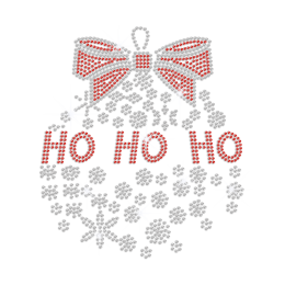 Christmas HO HO HO Iron on Rhinestone Transfer Decal