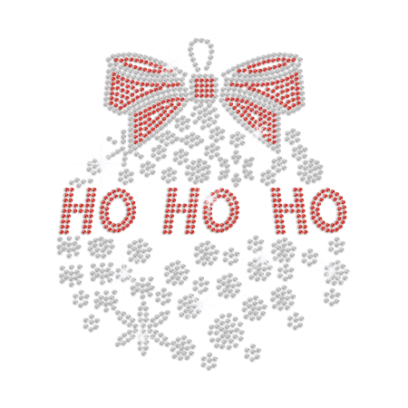 Christmas HO HO HO Iron on Rhinestone Transfer Decal