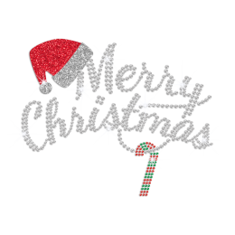 Crystal Merry Christmas Iron on Glitter Rhinestone Transfer Motif