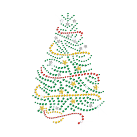 Bling Christmas Tree Iron on Rhinestone Transfer Motif