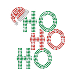 Christmas Ho Ho Ho Iron on Rhinestone Transfer Motif