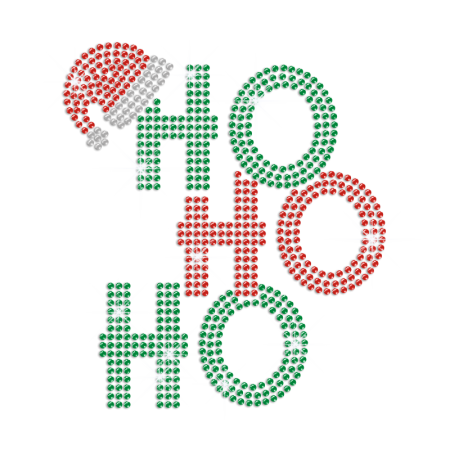 Christmas Ho Ho Ho Iron on Rhinestone Transfer Motif