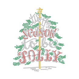 Tis The Season To Be Jolly Iron on Rhinestone Transfer Motif