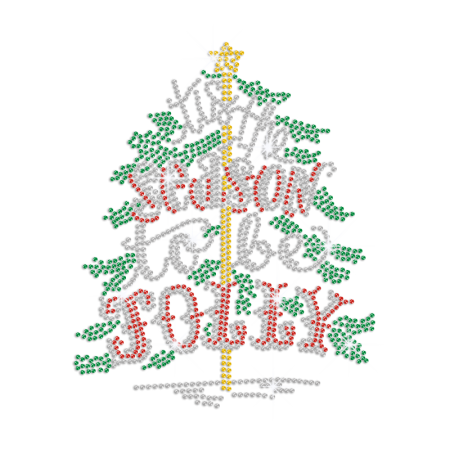 Tis The Season To Be Jolly Iron on Rhinestone Transfer Motif