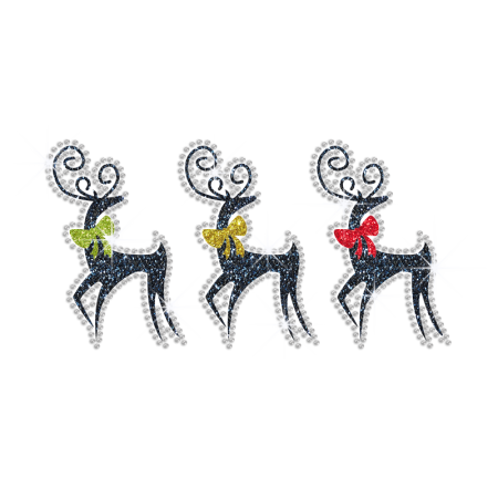 Glittering Reindeer Iron on Rhinestone Transfer Decal