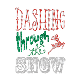 Dashing Through The Snow Iron on Rhinestone Transfer Decal