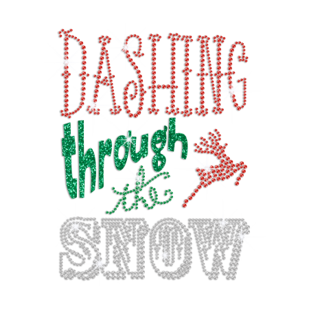 Dashing Through The Snow Iron on Rhinestone Transfer Decal