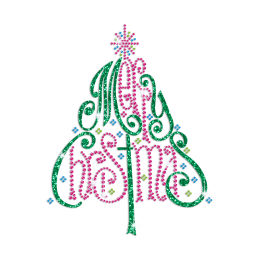 Glittering Christmas Tree Iron on Rhinestone Transfer Decal