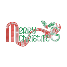 Bling Merry Christmas Iron on Rhinestone Transfer Motif