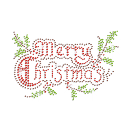 Sparkling Merry Christmas Iron on Rhinestone Transfer Motif - CSTOWN