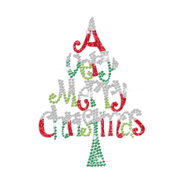 A Very Merry Christmas Iron on Rhinestone Transfer Motif