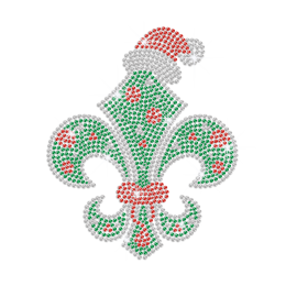 Christmas Fleur De Lis Iron on Rhinestone Transfer Decal