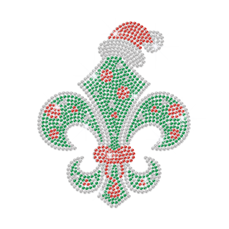 Christmas Fleur De Lis Iron on Rhinestone Transfer Decal