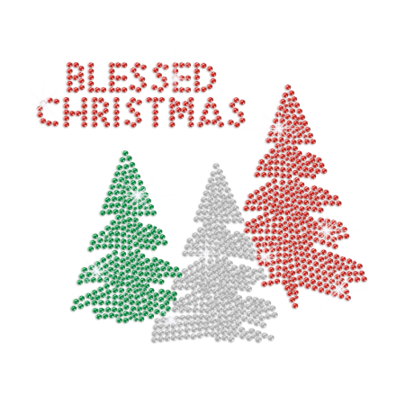 Blessed Christmas Iron On Rhinestone Transfer Decal Cstown