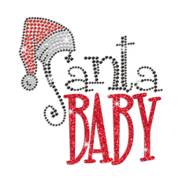 Glittering Santa Baby Iron on Rhinestud Transfer Decal