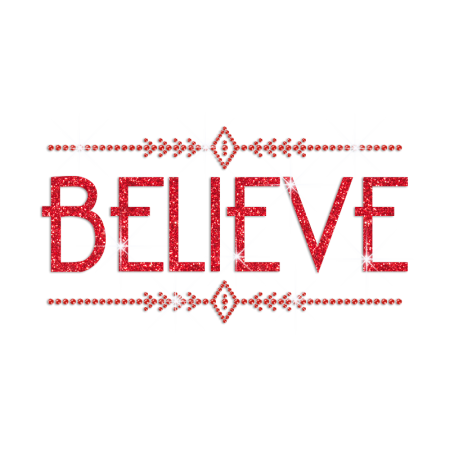 Glittering Believe Iron on Rhinestone Transfer Decal