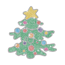 Cute Christmas Tree Iron on Rhinestone Transfer Decal